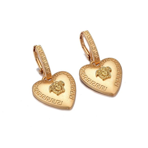 Roman Art Portrait Heart Huggie Earrings - Picture 6 of 12